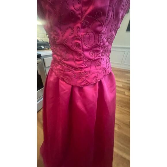 ROBERTA  90S PINK SATIN PRINCESS HEM FLOOR LENGTH CORSET BACK GOWN WOMENS  6 - Picture 8 of 12